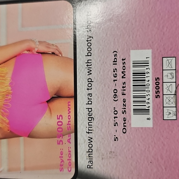 Rainbow Fringed Bra Top With Booty Shorts - Picture 5 of 7